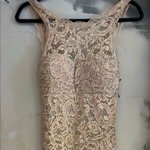My Michelle Cream Sequin Lace Dress